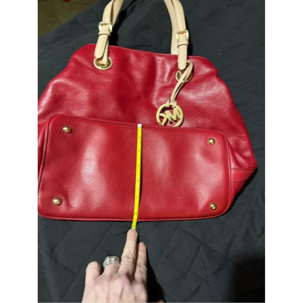 Michael Kors Red Leather Shoulder NEVER USED Flaws 👀@All Pics